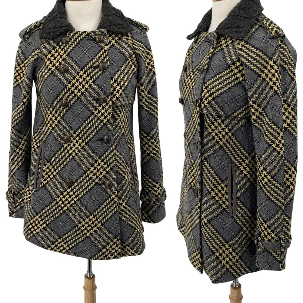 Free People Plaid Pea Coat